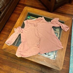 Ava James XL Coral Top Shark Bites Ruffles Flared Sides